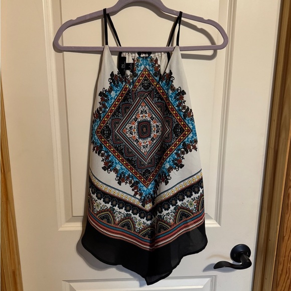I.N. San Francisco Bohemian Print Halter Top - Multicolor Size Large - Picture 1 of 3